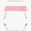 portable folding bed table, laptop desk with ipad and cup holder adjustable lap tray notebook stand,foldable non slip legs reading table tray for working,studing,camping 60×40×28cm assorted