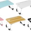 portable folding bed table, laptop desk with ipad and cup holder adjustable lap tray notebook stand,foldable non slip legs reading table tray for working,studing,camping 60×40×28cm assorted