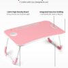 portable folding bed table, laptop desk with ipad and cup holder adjustable lap tray notebook stand,foldable non slip legs reading table tray for working,studing,camping 60×40×28cm assorted